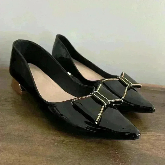 Women's Bow Block Heels Pumps - Picture 4 of 8